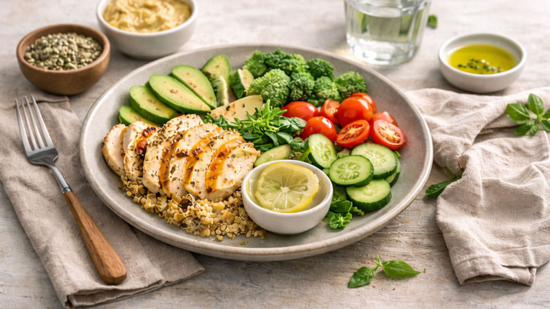 nutrition-equilibree-alimentation-saine-1 “Assortiment de superaliments naturels riches en antioxydants, protéines et vitamines pour renforcer l’immunité”